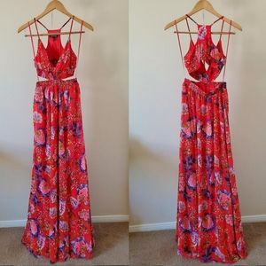 Express Floral Side Cut-Out Maxi Dress